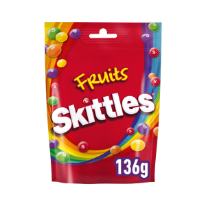 Skittles Vegan Chewy Sweets Fruit Flavoured Pouch Bag 136 g