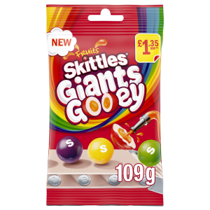 Skittles Giants Gooey Vegan Chewy Sweets Fruit Flavoured Pouch Bag 109 g