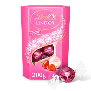 Lindt Lindor Strawberries & Cream Chocolate Truffles Box 200 g
