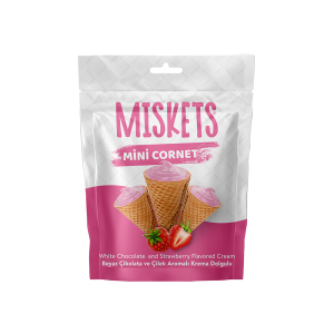 Miskets White Chocolate Strawberry Flavored Mini Cones 50 g